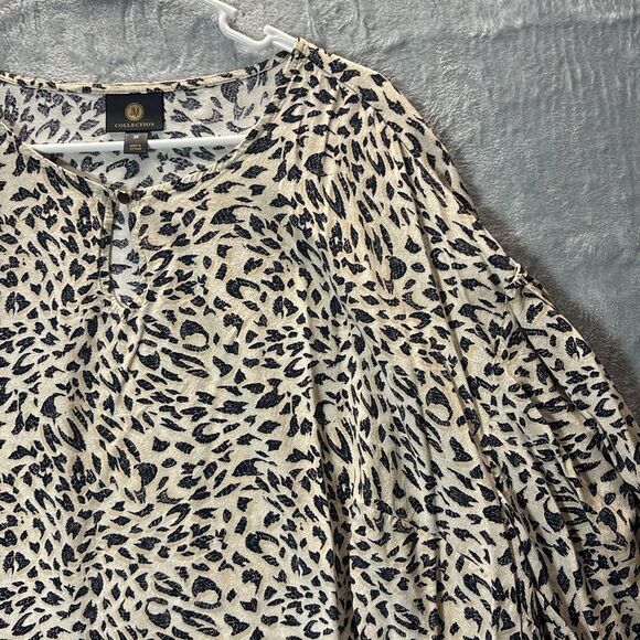 JM Collection Cheetah Animal Print Flowy Sleeves Top Blouse Size 3X - Picture 3 of 9